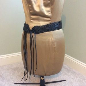 Handwoven Black Leather Belt